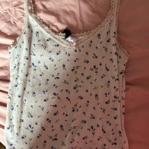 H&M floral spaghetti strap tank top size small